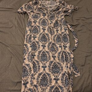 Cupshe Navy and Beige Patterned Midi Cover-up